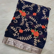 Antique Indian Bridal Kashmiri Golden Zari Embroidery Dupatta Scarf Stole Hijab