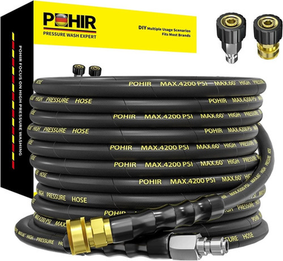 #ad POHIR 25FT 4200PSI Pressure Washer Hose 1 4quot; Flexible Wire Power Extension Hose $42.96