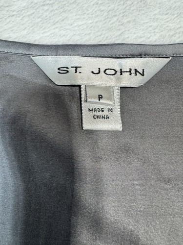 St John Knits Silk Tank,Top,Shell Gun Metal Gray MSRP $295 - Picture 2 of 7