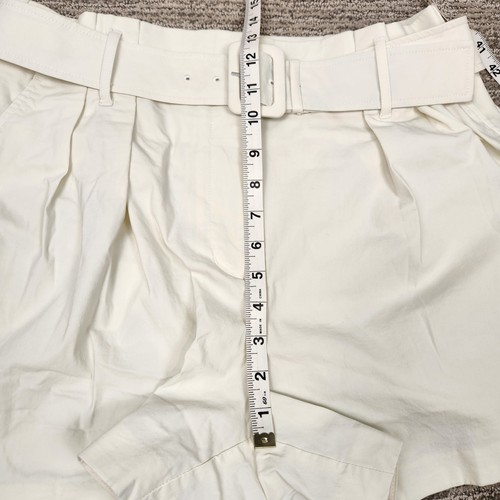 Express Womens 14 Super High Rise Shorts Pleated Belt Ivory Cream Wide Leg - Picture 8 of 11