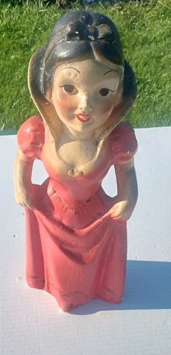 ANTIQUE SNOW WHITE DISNEY PRINCESS 1930's CHALKWARE CARNIVAL PRIZE ~ PINK STATUE