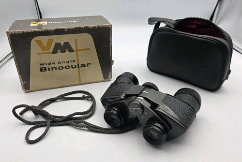 Vintage Carton Black Wide Angle 8x24 Field 8.2 Degrees Binoculars W/ Case 42533