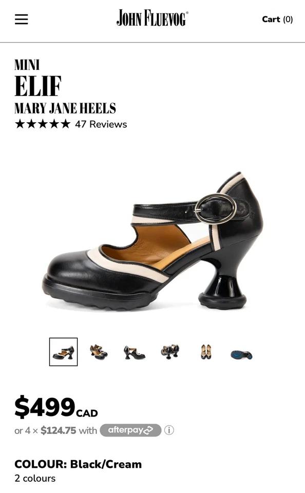 Sapatos de Salto JOHN FLUEVOG Minis 'Elif' Mary Jane Preto e Bege Feminino 8-8.5 - Imagem 4 de 4