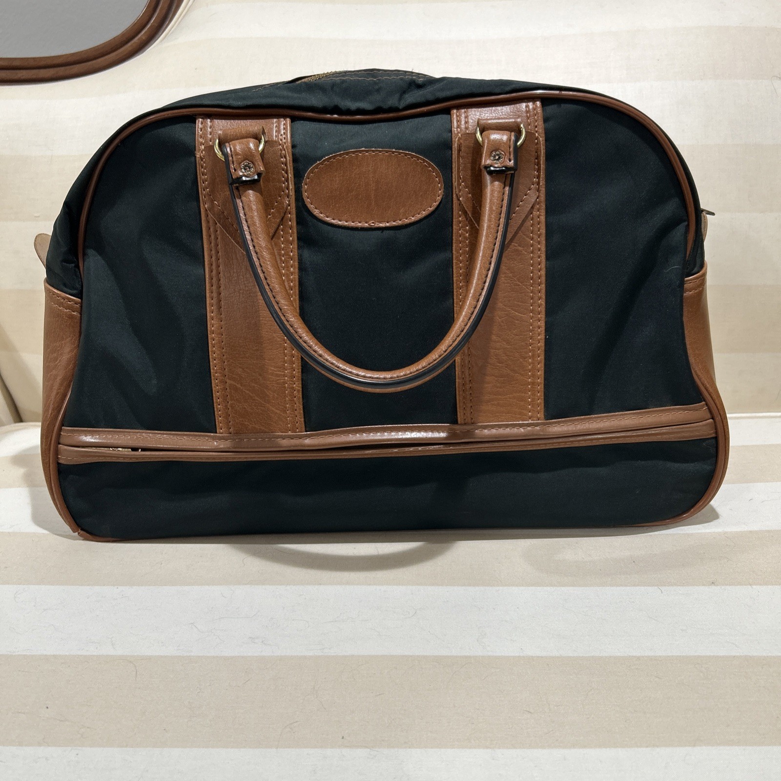 Bolso de mano vintage Pegasus verde y marrón bolsa de equipaje de lona