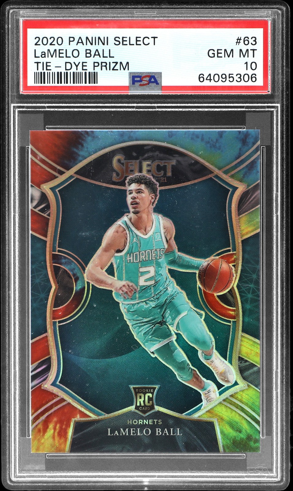 2020 PANINI SELECT TIE-DYE PRIZM #63 LAMELO BALL 25/25 PSA 10