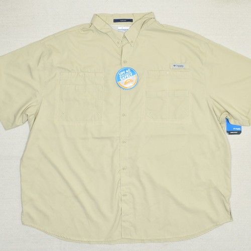 NEU Columbia Button Down Herrenhemd Kurzarm Tamiami Größe 5X festes Polyester