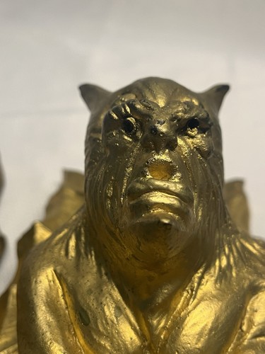 2 VTG 1995 Paper Magic Group Gargoyle Hanging Halloween Decorations GOLD PAINTED - Picture 15 of 18