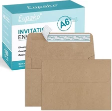 Eupako A6 Brown Envelopes 4x6, 100 Pack Self Seal (6.5x4.75 Inches), 
