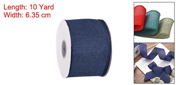 Cinta de borde con cable de 2-1/2 pulgadas de ancho x 10 yardas cinta con cable de arpillera azul marino Foto 2 de 4