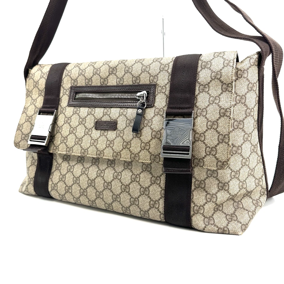 GUCCI Messenger Shoulder Bag Crossbody GG PVC Beige 122374 2123 Authentic - Image 3 of 4