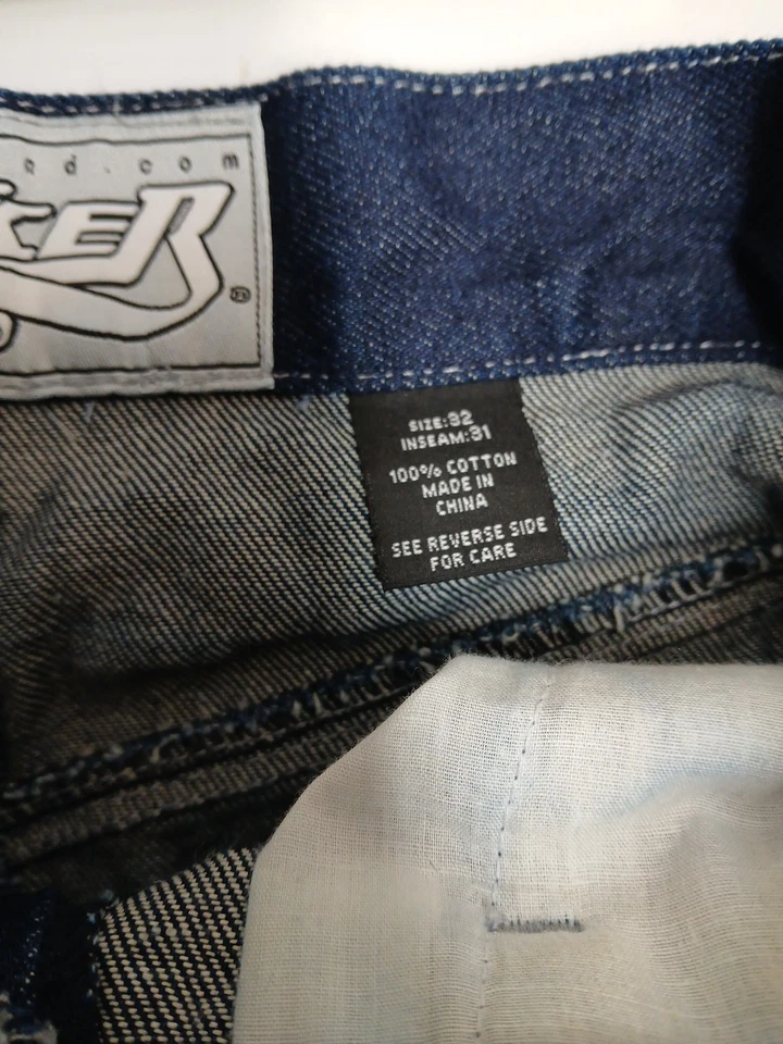 Pantalones de mezclilla vintage Y2K Joker marca holgados patinador pierna ancha grunge lavado oscuro talla 32x30 Foto 3 de 4
