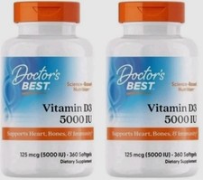 2 packs - Doctors Best Vitamin D3 5000IU 360 Softgels each Exp 2027