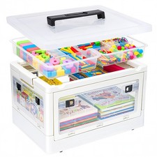 20 QT Storage Bins with Lids, Craft storage, Folding Art Supply Organizer wit...