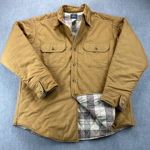 Vintage Woolrich Chore Mantel Herren L hellbraun gesteppt gefüttert 100% Baumwolle Made in USA