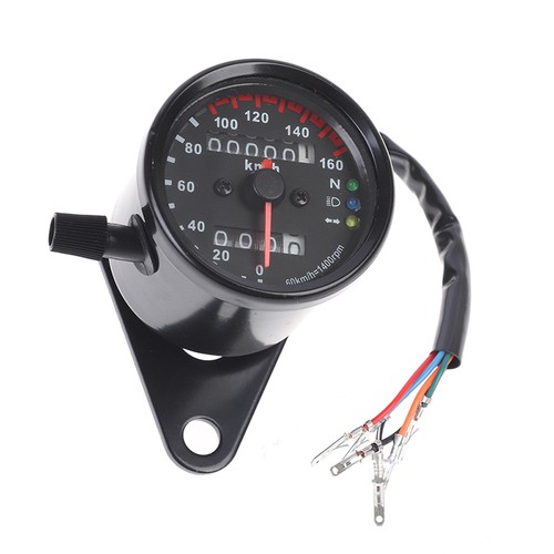 Universal Black Motorcycle Dual Speedometer Odometer 12V Moto with LED Indic~dr