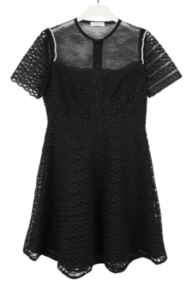 Sandro Dente Kleid Damen (EU) 36 Kurzärmelig Guipure Spitze Schwarz Mini - Bild 1 von 4