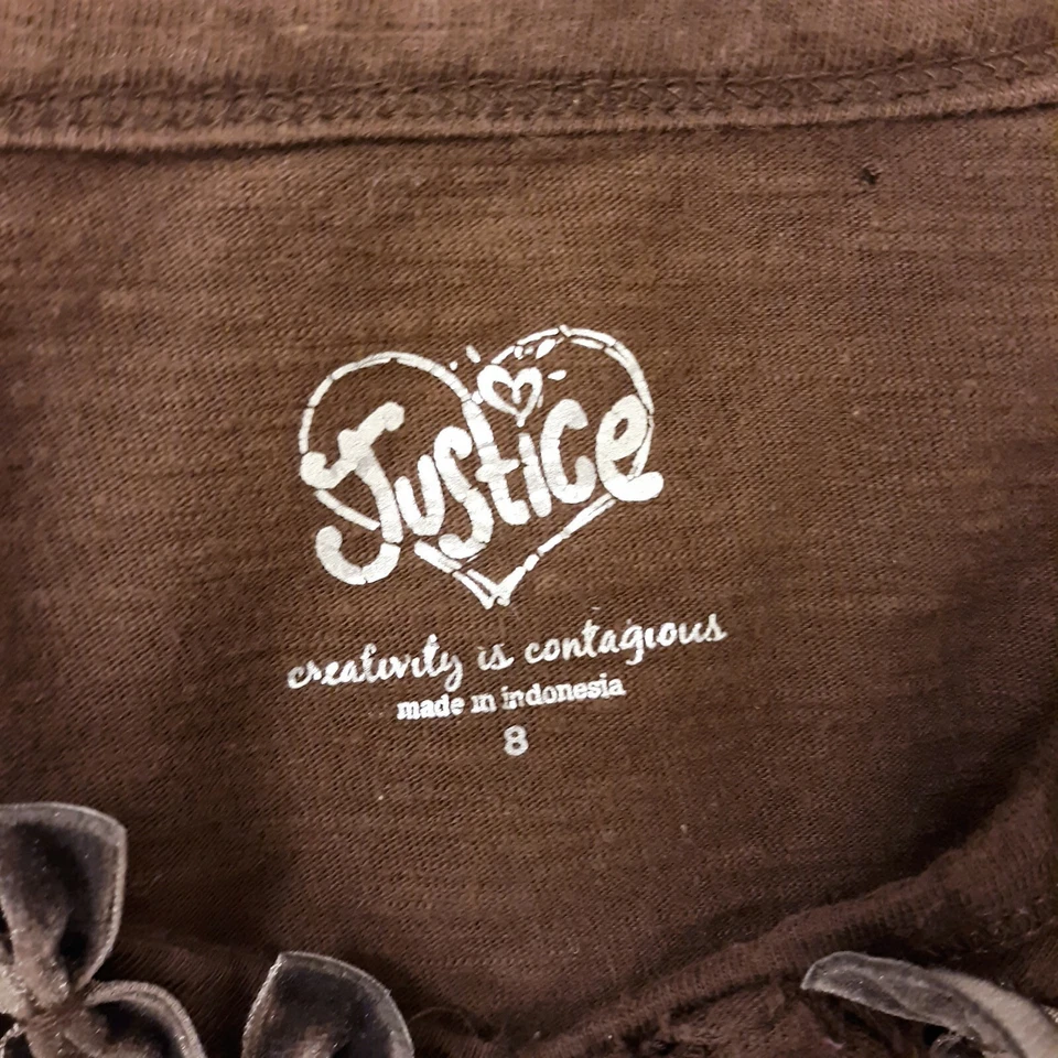 Justice Girls Top Sweater Size 8 with sequins long Sleeve brown  - Image 2 of 4