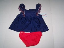 Cat Jack Girls Swimsuit 2 Piece Navy/Red w/Stars Size 3T NWT