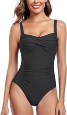 Swimming Costume Women Twist-Front One Piece Tummy Control Swimsuits