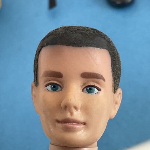 Vintage 1960's Straight Legged Ken Doll Dark Brown Flocked Hair TM W Clothes - Picture 17 of 24