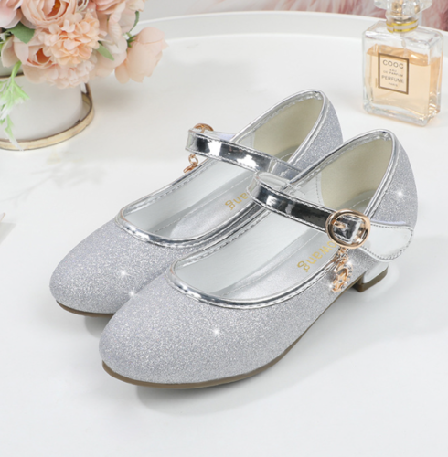 Mädchen Festliche Kinder Schuhe Absatz Glitter Hochzeit Party Prinzessin Schuhe - Bild 12 von 23