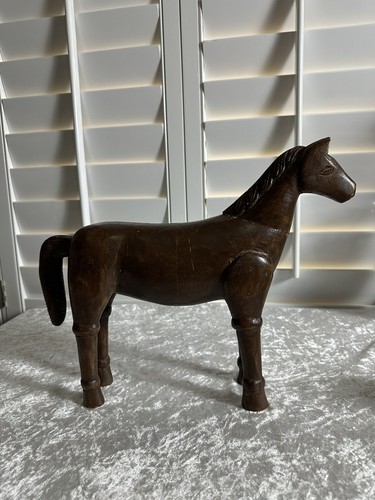 Vintage / Antique Old Hand Crafted Standing Wooden Horse Statue - Picture 15 of 17