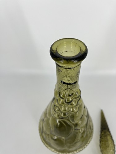 Vintage olivgrün Empoli Flasche Wein Dekanter 21 hoch Trauben Obst Mid Century - Bild 5 von 12
