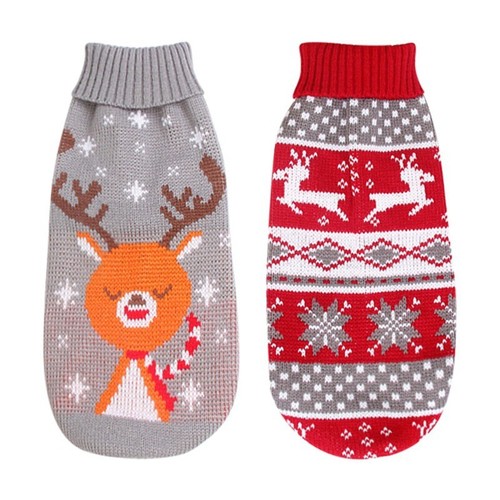 Christmas Pet Knit Clothes Puppy Dog Jumper Sweater Chihuahua Outfit Small/Large - Picture 5 of 16