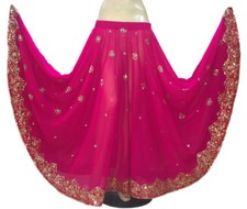 Bollywood Dancing Sari Skirt Chimki Work Embroidered Belly Dancing Skirt Sequin