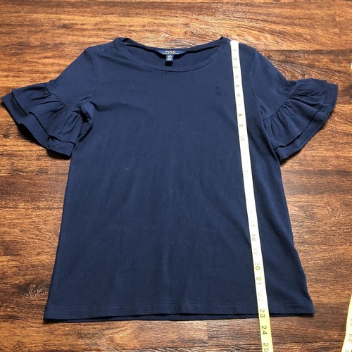 POLO by RALPH LAUREN Round Neck Bell Sleeves Blue Top Blouse Girl's Large - Picture 8 of 10