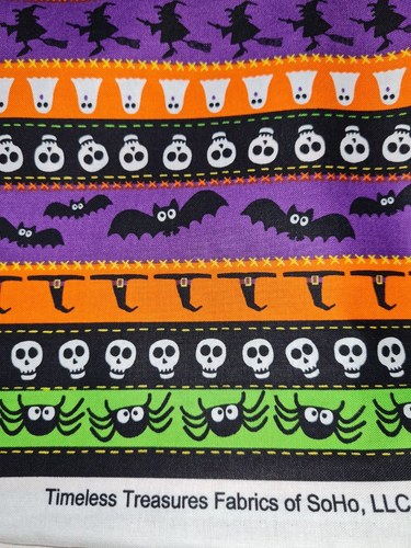 Vintage Cotton Quilting Fabric Halloween Stripe Timeless Treasures Soho 2 1/8 y - Picture 3 of 4