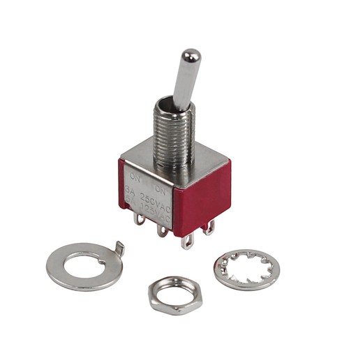 FLEOR 2pcs Red 2-way Mini Guitar Toggle Switch DPDT Type 2-Position ON/ON 3A - Picture 3 of 7