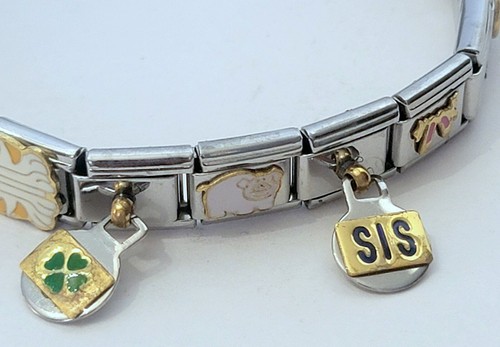 Bracciale Ciondolo Elastico Firmato Ciao Italia Acciaio Inox - Foto 5 di 10