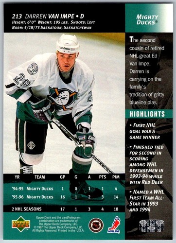1996-97 Upper Deck Série 2 - Cartes de base (211-358 + ChkLst) - U-Pick From List - Photo 7 sur 293