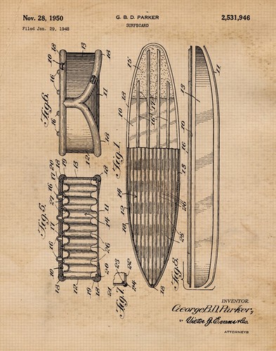 Classic Wave Surfing Patent Prints 6 (8x10) for Home Work Office Beach Cabin - Picture 6 of 12