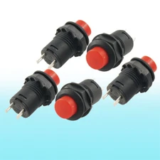 5 Pcs AC 250V/1.5A 125V/3A SPST Latching Red Push Button Switch