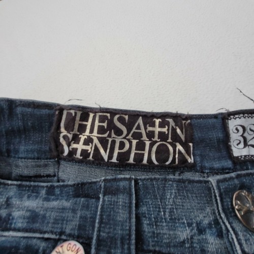 Raro jeans uomo The Saints Sinphony taglia 32x31 skinny bottone Fly Rock 1 su Ebay - Foto 4 di 12