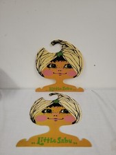 Vintage 60's Iconic Nevco Plastic Girl Face Hangers 2 Little Sabu RARE