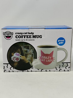 Crazy Cat Lady Coffee Mug Bigmouth Inc.16oz Ceramic White/Pink Nib cats kittens