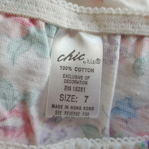 Vintage Chic h.i.s. Floral Panties Size 7 High Cut 100% Cotton with Sheer Insets - Picture 4 of 5