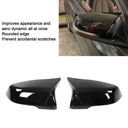 2pcs Side Rearview Mirror Cover Left Right Glossy Black ABS Door Mirrors Cap