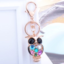 Fashion crystal keychain owl key ring bag pendant charm jewelry