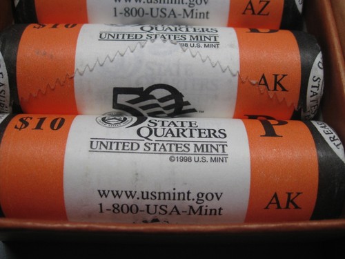 2008 - All 10 P & D mint STATE Quarter US Mint Rolls: OK,NM,AZ,AK,HI. #102a - Picture 2 of 9