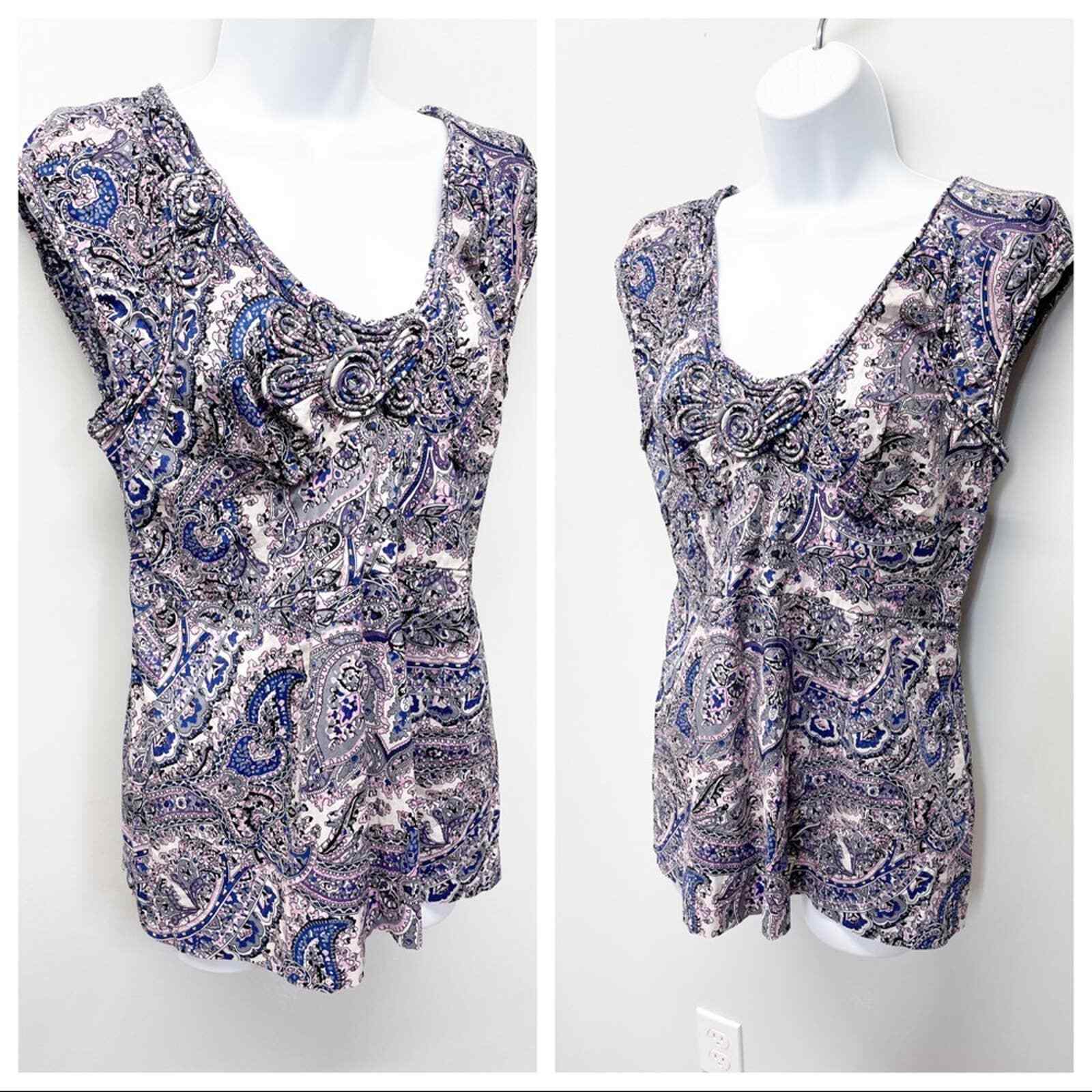 Plenty by Tracy Reece Paisley Floral Sleeveless Blouse Size 10
