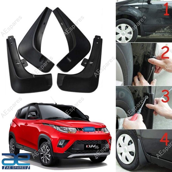 Schlamm Klappe Set Von 4 Schwarz FüR Mahindra Kuv 100 2016-2017 S2U-image