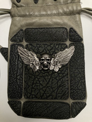 UNKLE leather skull and wing pouch - Picture 2 of 5