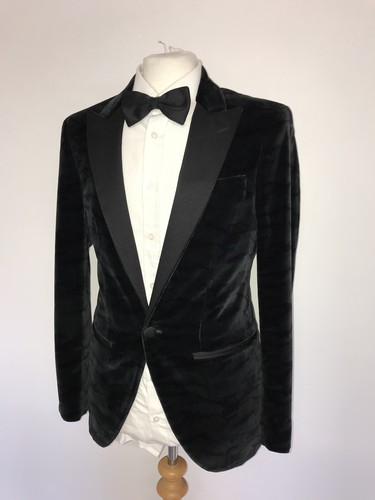 HACKETT -Mens BLACK & GREEN Camouflage VELVET Tuxedo JACKET - 36 Reg - STUNNING - Picture 4 of 10