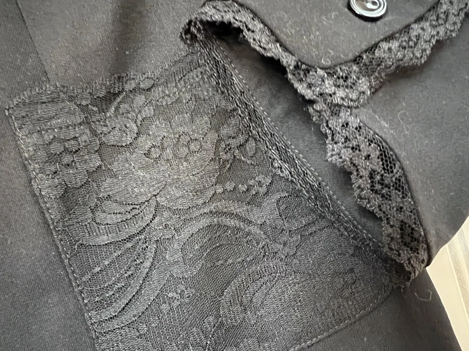 Oscar De La Renta Mujer Blazer Negro Bolsillos de Encaje 3 Botones Traje Chaqueta 16 Foto 3 de 3