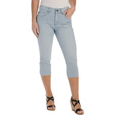 Ladies Petite Lee Capri Pants Blue Stripe Size 14 P NEW