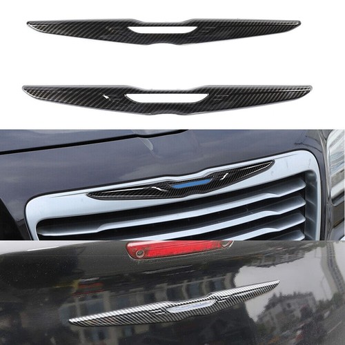 2PCS Front & Rear Car Logo Grid Cover Trim For Chrysler 300 2015+ Carbon Fiber - Picture 4 of 13